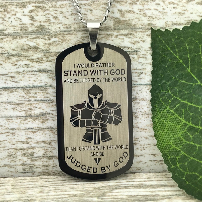 Armor of God Dog Tag Necklace Personalized Dog Tag Necklace Gifts for Him Fathers Day Gift