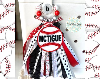 Personalized Baseball Tassel Charm | Custom Acrylic Sports Bag Tag | Coach Gift | Team Spirit Favor | Baseball Mom Accessory