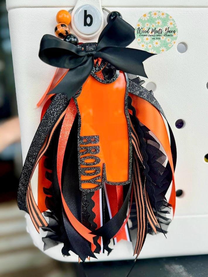 Wrestling Bogg Bag Tassel Charm, Bookbag tag, duffle sport tag, Custom personalized Colors, gift for mom, coach
