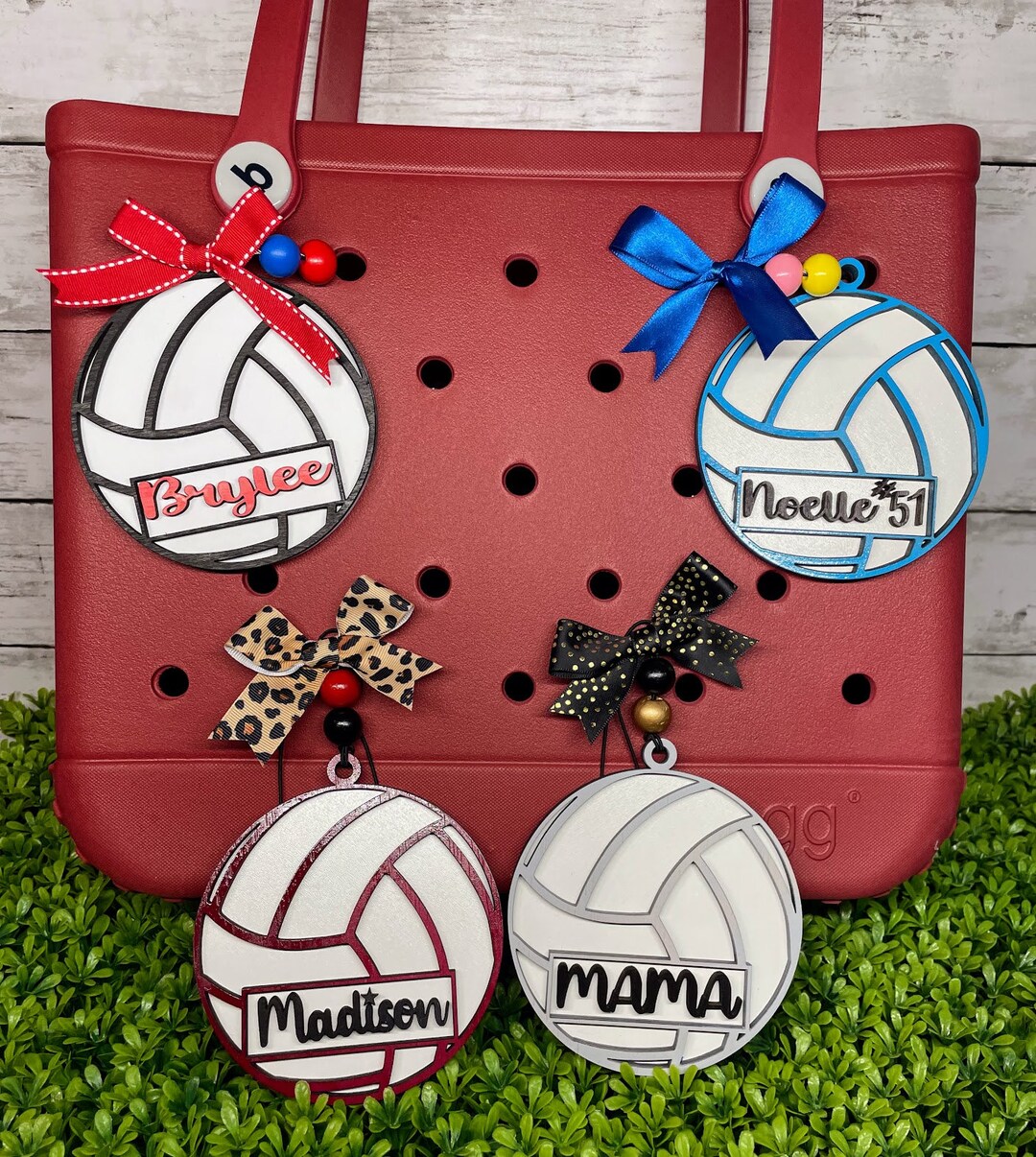 Volleyball Bogg Bag Car Charm, Volleyball Custom Color Sport Bag Tags