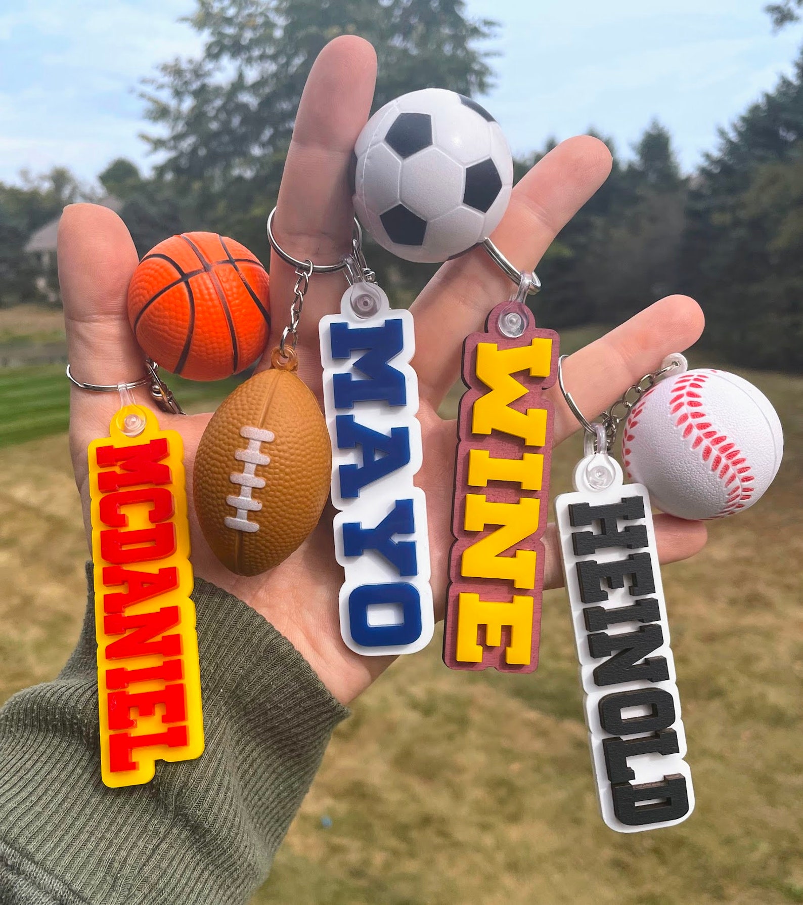 Sports Name Key Personalized Name Color Sport Keychain Team Colors Soccer, Basketball ...