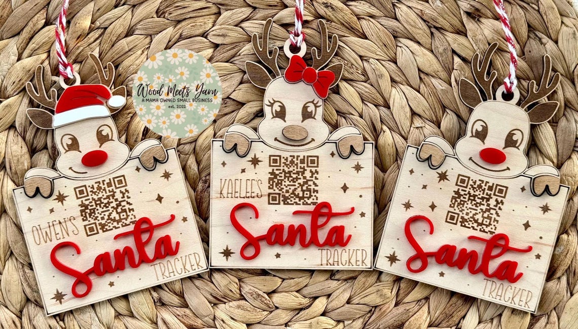 Interactive Santa QR Tracker, Santa Tracker Ornament, Santa QR Code, QR ...