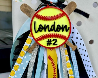 Personalized Custom Softball Bag Tag, Bogg Bag, Sports bag charm, Custom Team colors, Coach's gift, Team Mom, Tournament Gifts