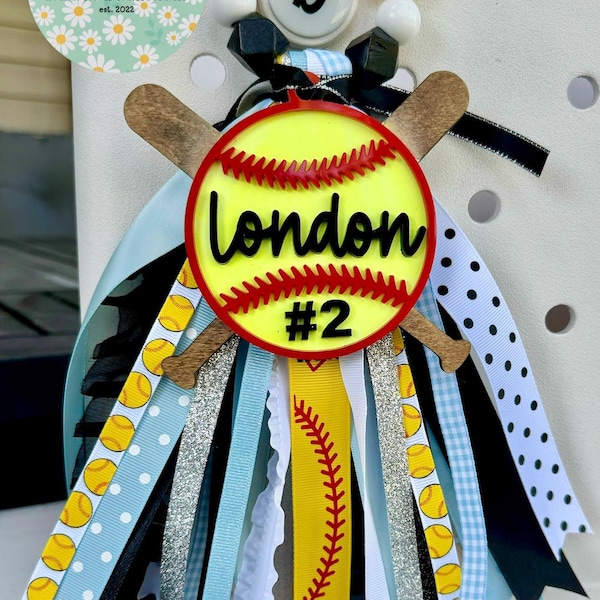 Personalized Custom Softball Bag Tag, Bogg Bag, Sports bag charm, Custom Team colors, Coach's gift, Team Mom, Tournament Gifts