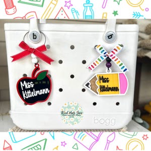 Teacher Appreciation Gift. Teacher Bag Charm, Teacher Bogg Bag