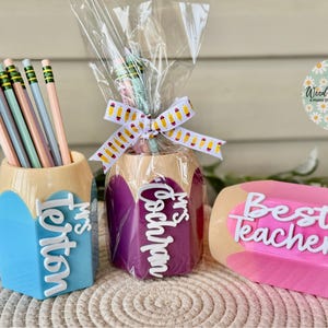 Portalápices personalizado para profesor y lápices grabados: organizador de escritorio personalizado, regalo para profesor, regalo de fin de curso, regalo de agradecimiento