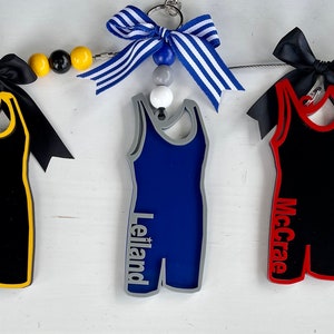 Wrestling Bogg Bag Tag Charm | Custom weight Singlet | Custom School Team Color | Gift | Player