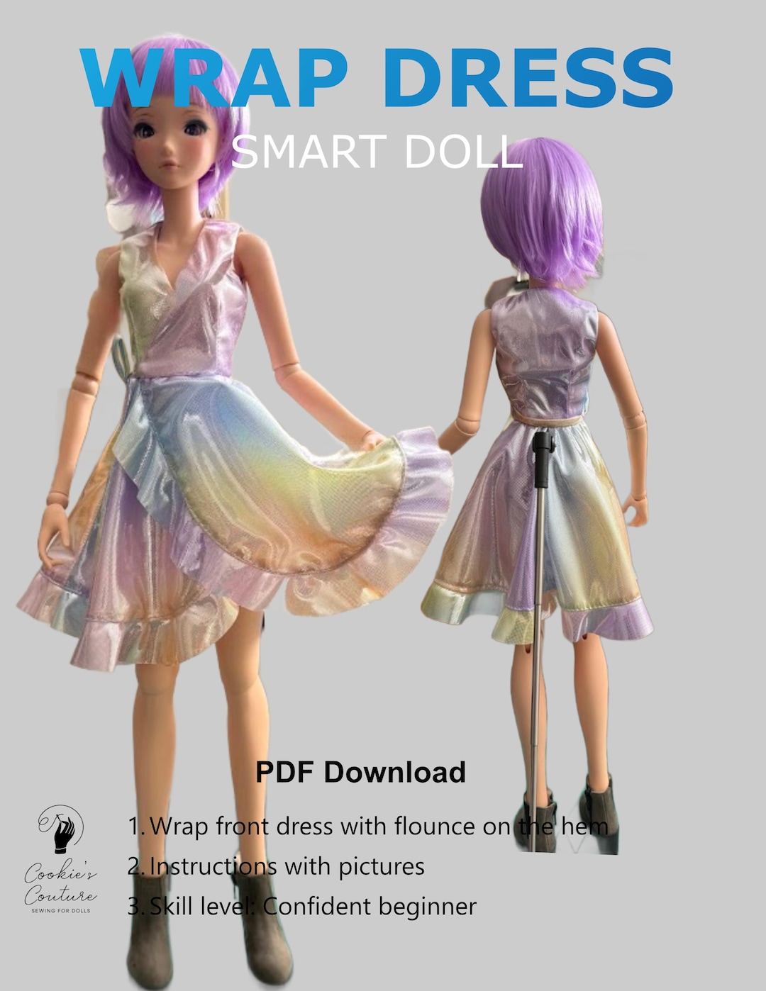 PDF Sewing Pattern Smart Doll Ruffled Wrap Dress - Etsy