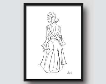 drawing of a gown