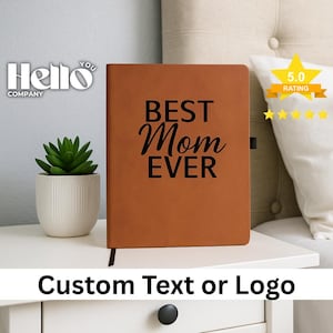 Custom Engraved Leatherette Notebook | Personalized Journal with Text or Logo l Gifts for Mom, Office, Boss, Teacher, Graduation