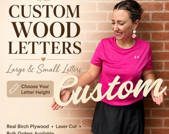 Custom Wooden Name Sign, Personalized Wood Letters for Wall, Laser Cutout Sign Lettering | Painted, Unfinished