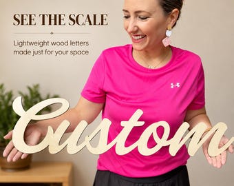 Custom Wooden Letter Sign, Personalized Wood Name, Painted, Unfinished Laser Cutout Wooden Words