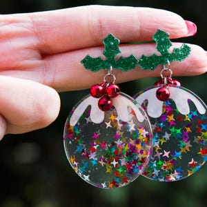 Christmas bauble earrings, Christmas earrings, acrylic