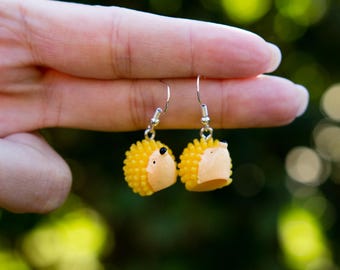 Hedgehog earrings - autumn drop earrings