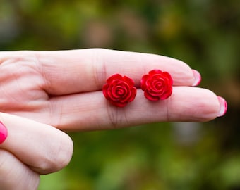 Rose earrings - studs - various colors