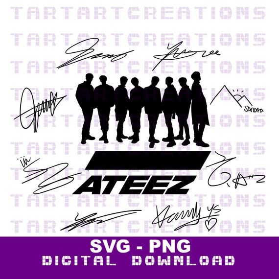 ATEEZ Signatures SVG PNG: Kpop Cut File for Cricut, Silhouette