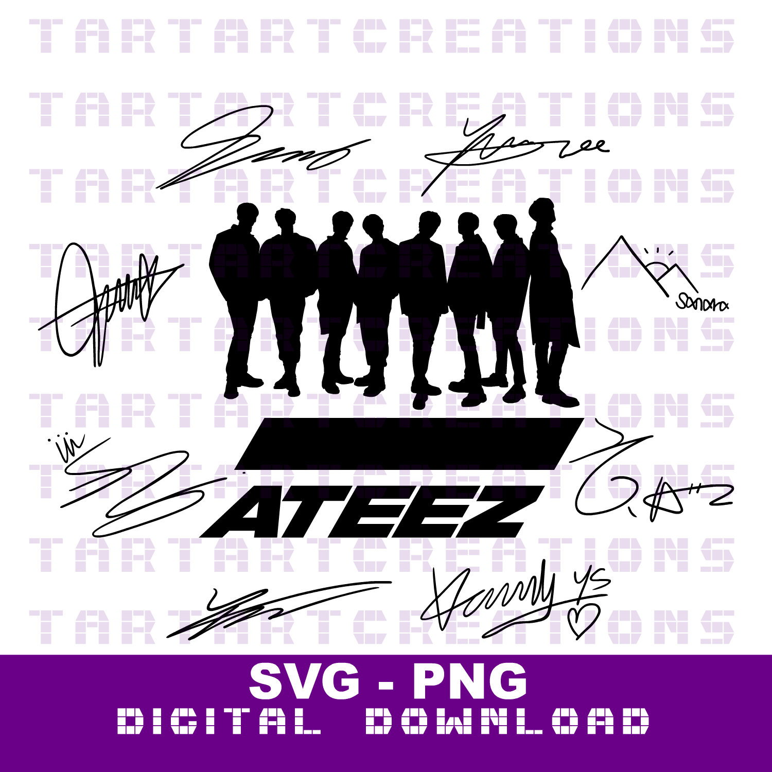 ATEEZ Signatures SVG PNG Cut File for Cricut and Silhouette