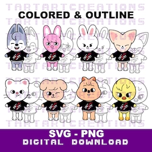 SKZOO Characters SVG Cut File for Cricut, Stray Kids, Silhouette, Kpop Stray Kids skzoo characters, Vinyl, tshirt, stickers, mugs, decals