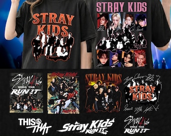 Stray Kids Run It World Tour PNG SVG、ハーフトーンTシャツデザイン