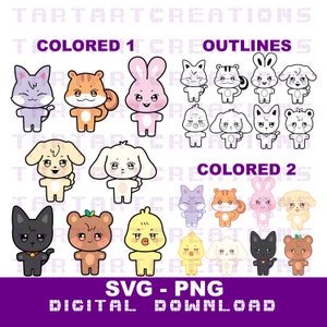 ANITEEZ Characters ATEEZ SVG Cut File for Cricut and Silhouette,  Ateez, Aniteez characters, Vinyl, tshirt, stickers, mugs, decals, Kpop