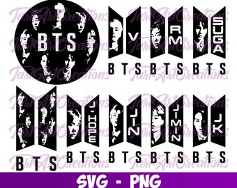 BTS Silhouette Logo Bundle Svg Cut File for Cricut, Silhouette, bts Clipart, bts members, bts names, Vinyl Prints, tshirt prints, decals