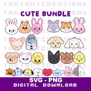 SKZOO x ANITEEZ x BTS Bundle Svg Cut File for Cricut and Silhouette,  Ateez, Aniteez, Bt-21 Vinyl, tshirt, stickers, mugs, decals, Kpop svg