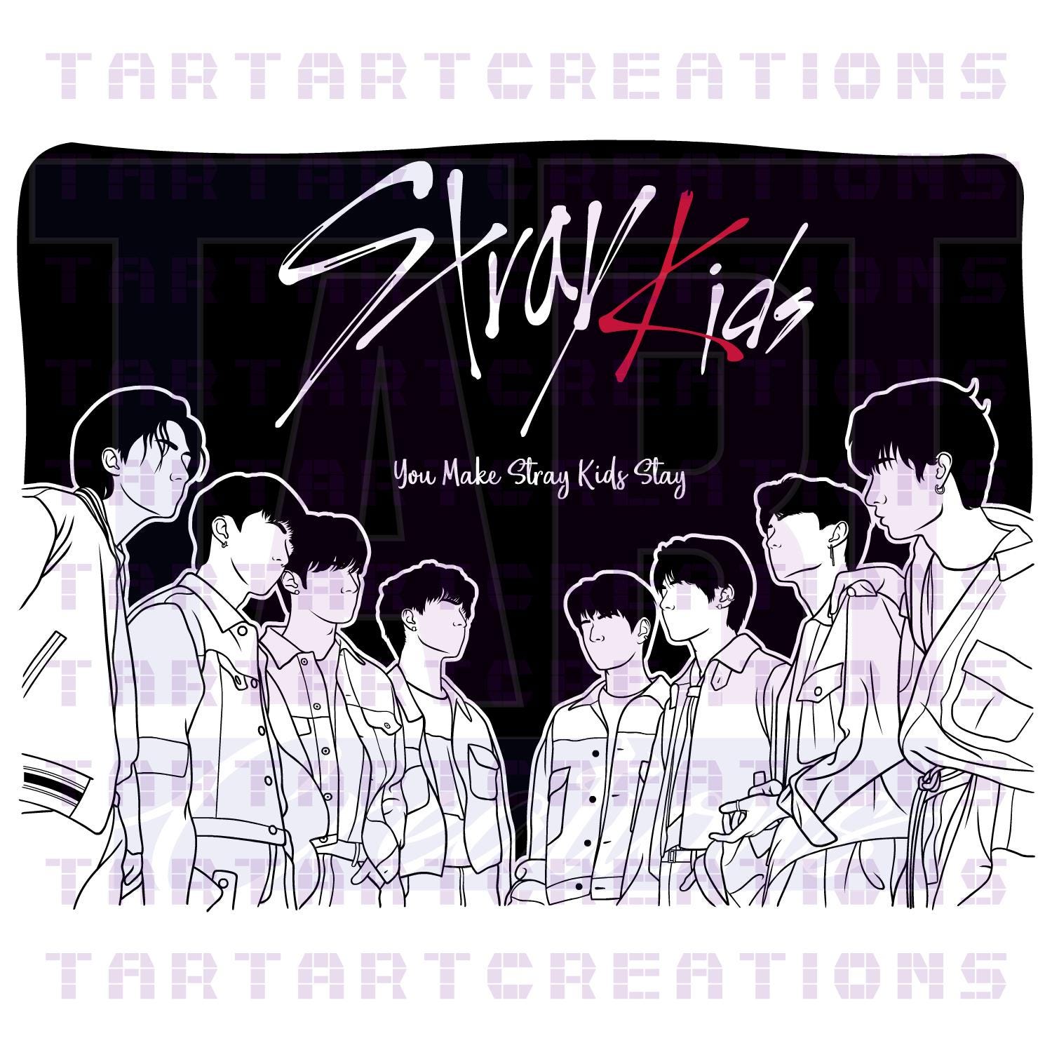 Stray Kids Outlines SVG: Kpop Cut File for Cricut, Silhouette