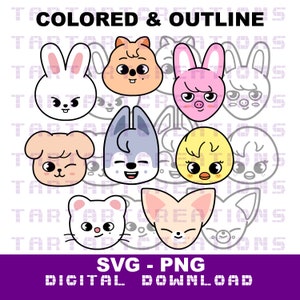 Stray Kids SKZOO Heads SVG Cut File for Cricut, Silhouette, Kpop Stray Kids skzoo characters, PNG For Vinyl Prints, tshirt prints, stickers