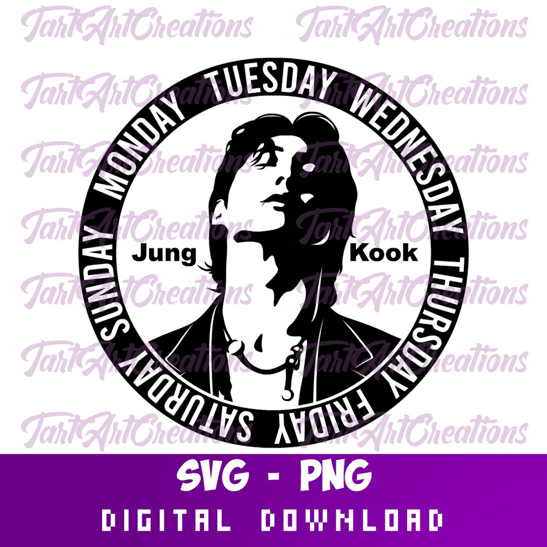 BTS Jungkook SEVEN Days SVG Cut File for Cricut, Silhouette, Kpop Bts