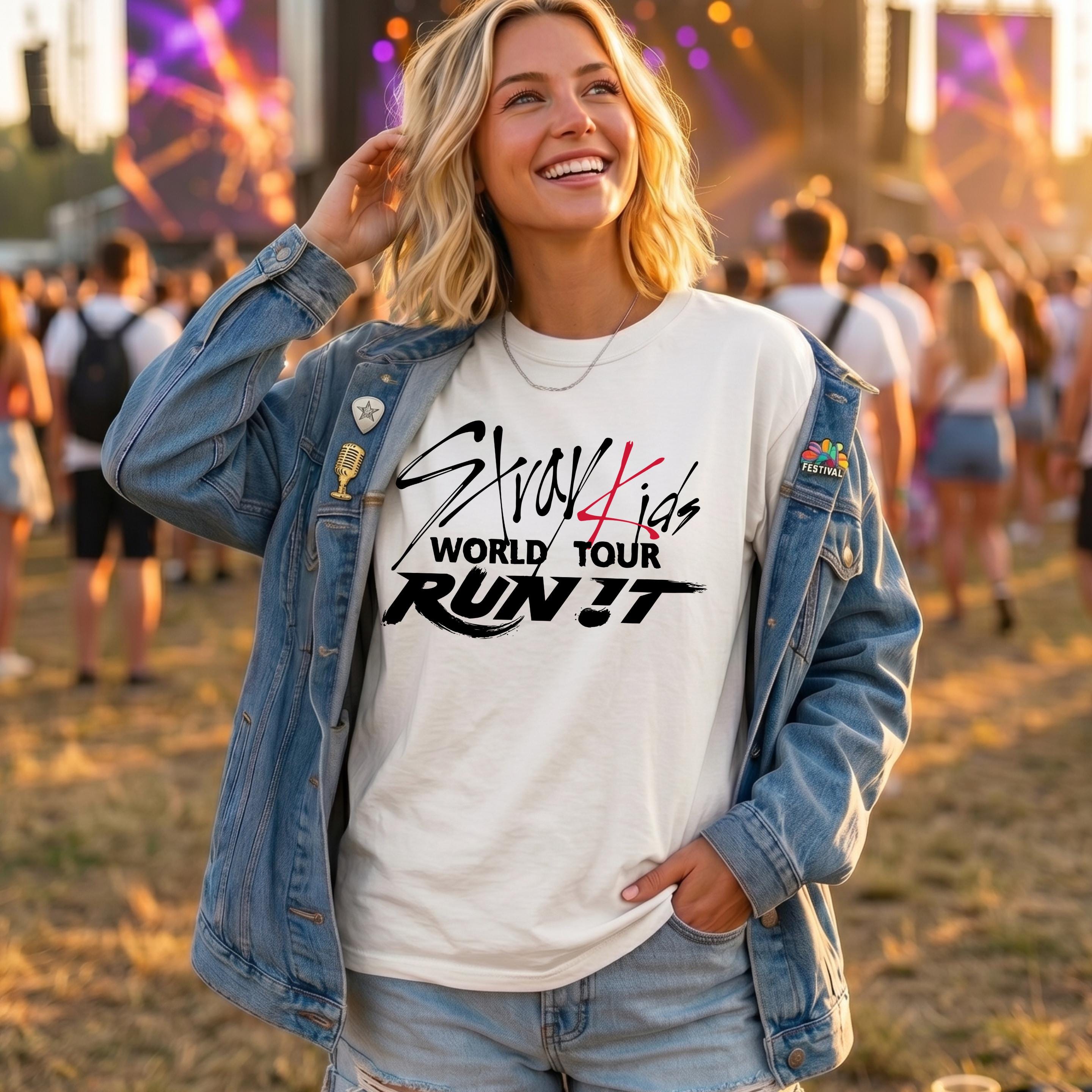 Stray Kids Run It World Tour PNG SVG, Halftone T-shirt Design