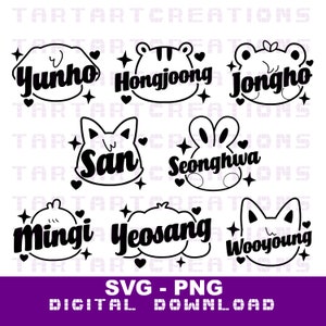 Ateez ANITEEZ Names SVG Cut File: Kpop Stickers, Mugs, Decals (Digital Download)