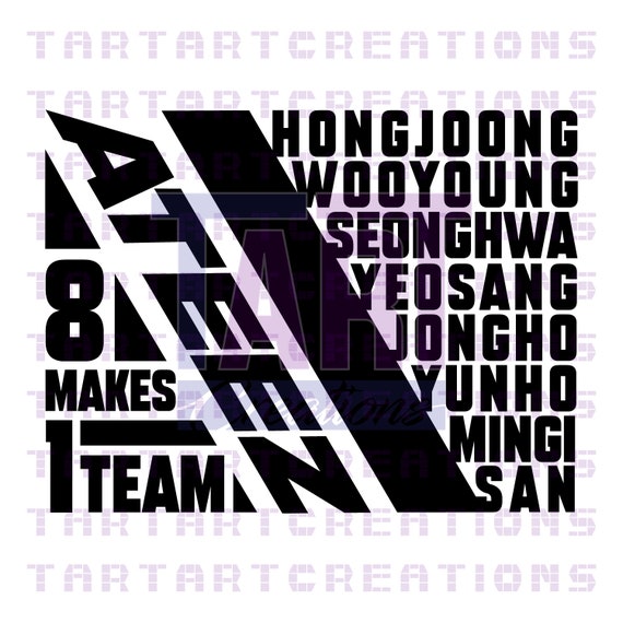ATEEZ Kpop Names SVG PNG Cut File: Atiny Vinyl Prints (digital