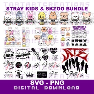 Stray Kids x SKZOO Bundle Svg Cut File for Cricut, Stray Kids logos, Stray Kids skzoo characters, Vinyl, tshirt, stickers, mugs, decals