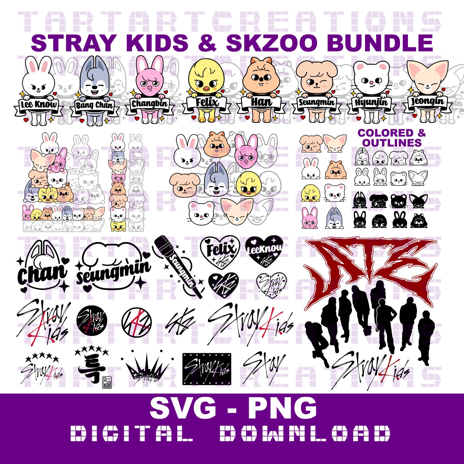 Stray Kids SKZOO Bundle SVG Cut File (digital Download