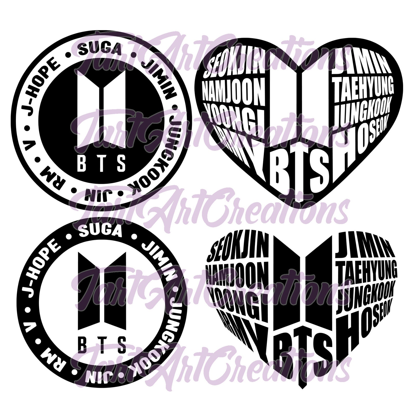 BTS Members Names BUNDLE Svg Cut File for Cricut Silhouette | Etsy