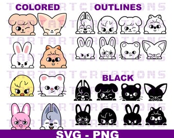 SKZOO Heads Peeking SVG Cut File for Cricut, Stray Kids, Silhouette, Kpop Stray Kids skzoo characters, Vinyl, tshirt, stickers, mugs, decals