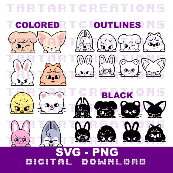 SKZOO Heads Peeking SVG Cut File: Kpop Stray Kids Characters