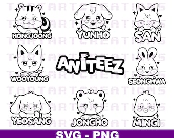 Ateez Aniteez Names SVG PNG Cut Files for Cricut Silhouette (Digital Download)