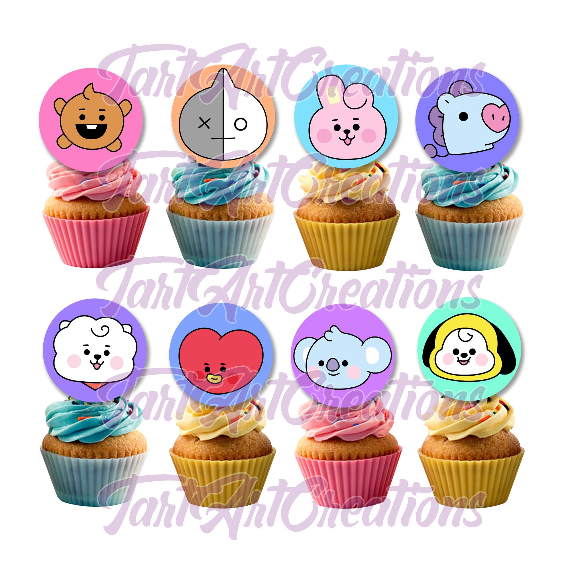 BT21 Cake and Cupcake Toppers Ready to Print Toppers BTS | Etsy Canada