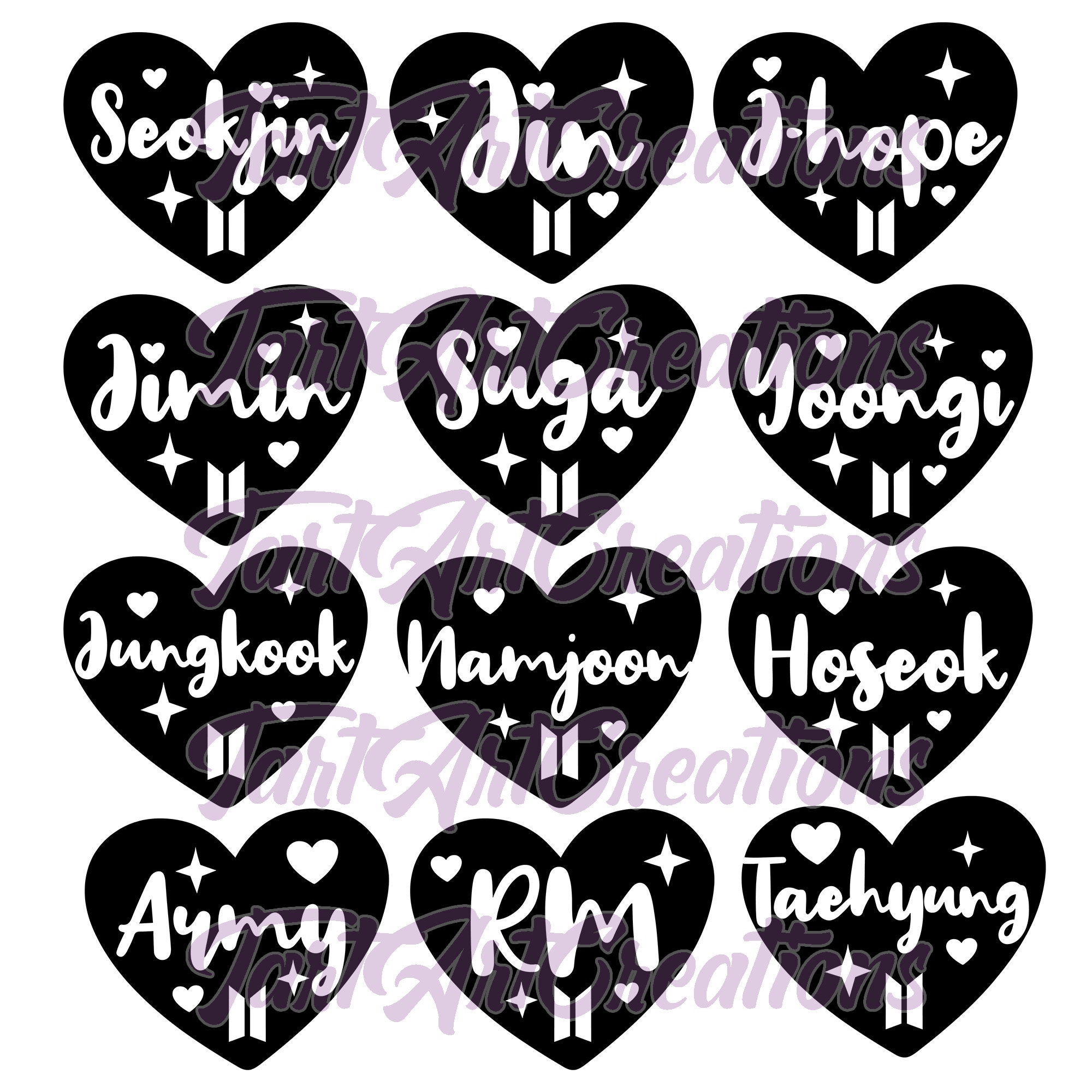 BTS Members Names BUNDLE Svg Cut File for Cricut Silhouette - Etsy