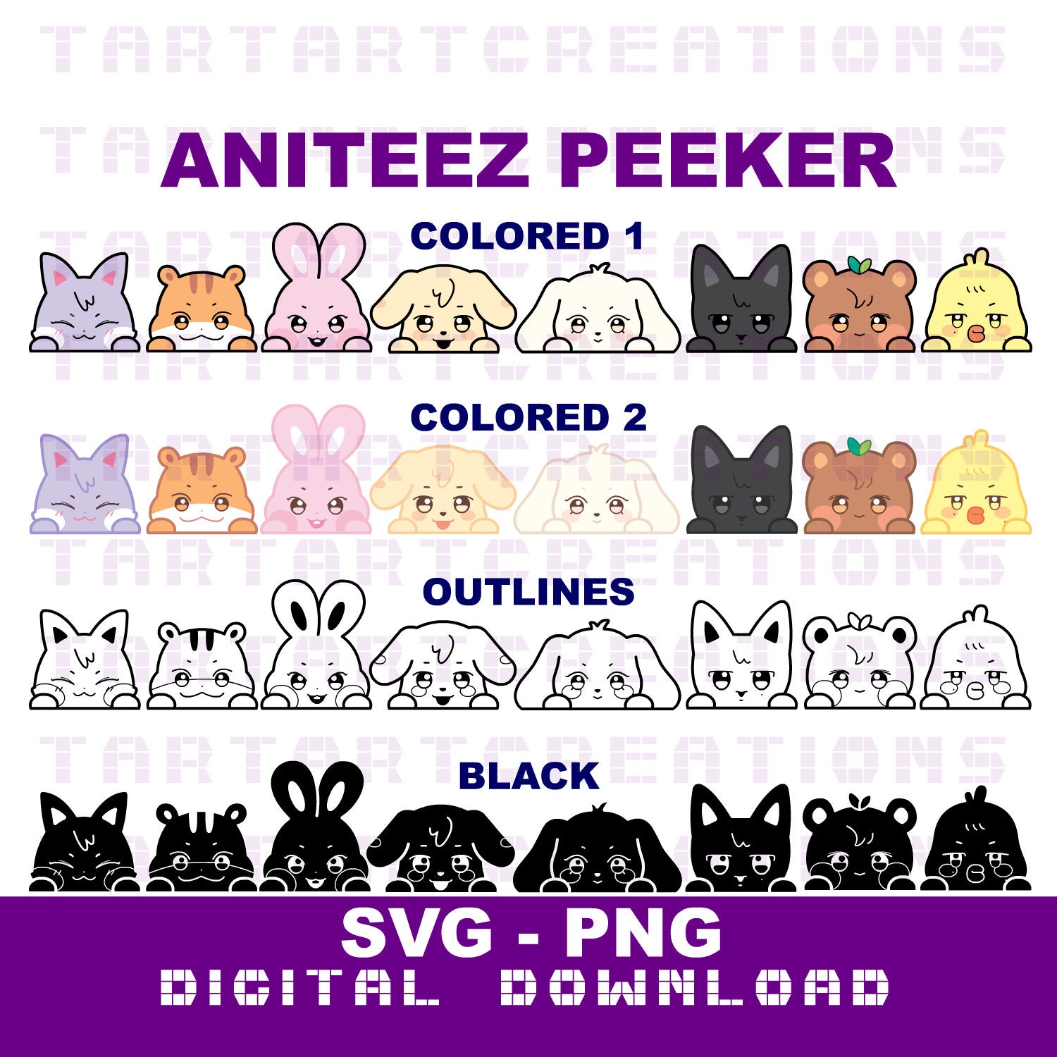 ATEEZ x ANITEEZ スーパーバンドル SVG カットファイル（Cricut および