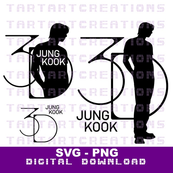 Jungkook 3D SVG fichiers coupés pour Cricut, Silhouette, JK 3D, Décalcomanies, Autocollants, Affiche, Vinyle, bts jk impression 3d, Doré