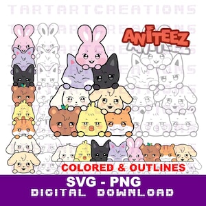 ANITEEZ Stacked Characters SVG Cut File: Kpop Ateez (Digital Download)