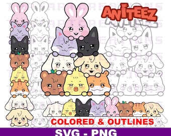 ANITEEZ Stacked Characters SVG Cut File: Kpop Ateez (Digital Download)
