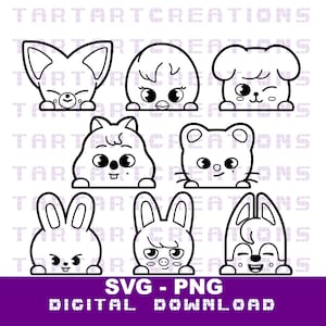 SKZOO Heads Peeking SVG Cut File for Cricut, Stray Kids, Silhouette, Kpop Stray Kids skzoo characters, Vinyl, tshirt, stickers, mugs, decals