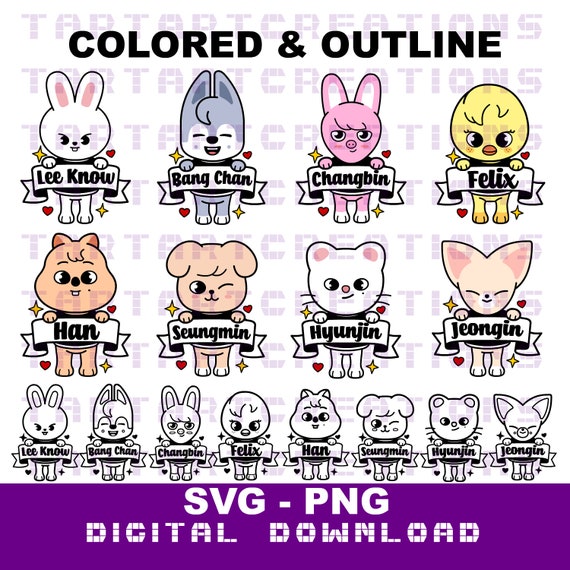 Stray Kids SKZOO SVG PNG Bundle: Cricut Cut Files (digital