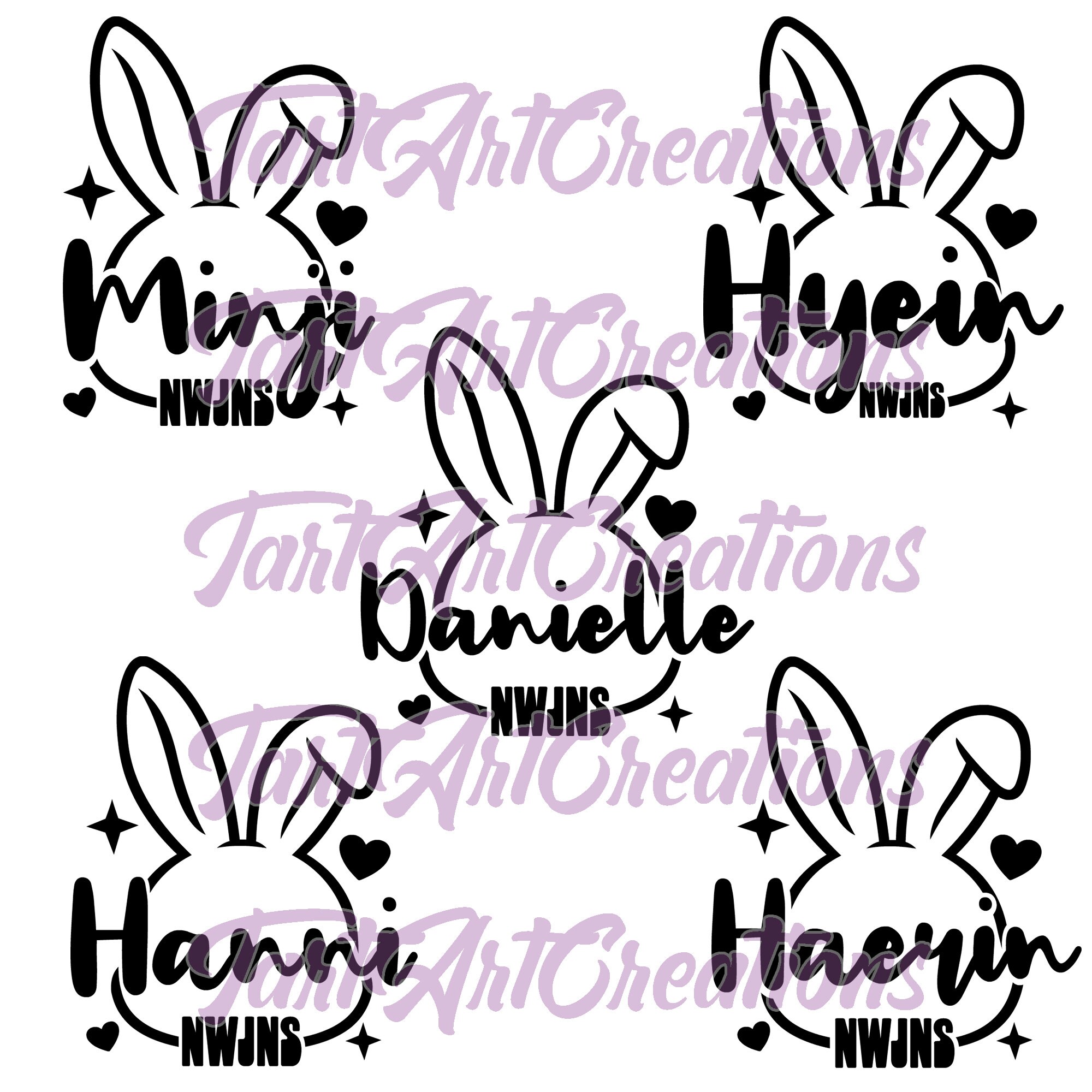 New Jeans Members BUNNY Names SVG Cut Files for Cricut, Silhouette,  Clipart, Bunnies, Silhouette, Logos, Vinyl, Tshirt Prints, Stickers 