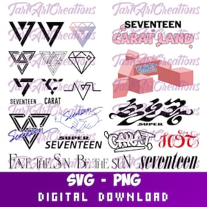 SEVENTEEN CARAT Bundle SVG Cut File for Cricut, Silhouette, Seventeen Clipart, Kpop, Vinyl Prints, Tshirt prints, Car decals, Stickers