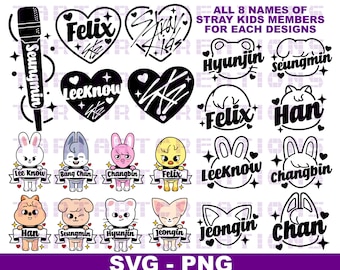 SKZOO Stray Kids Member Name SVG Bundle: Cricut, Silhouette (Digital Download)