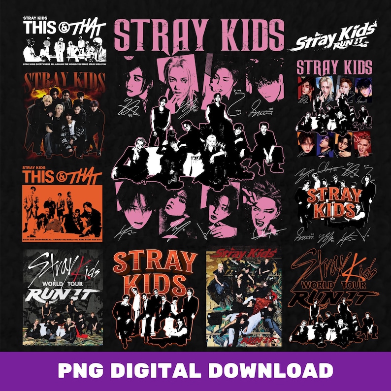 Stray Kids Run It World Tour PNG SVG, Halftone T-Shirt Design, Kpop Cricut Cut File, Stray Kids Concert Merch, Sublimation Digital Download image 2
